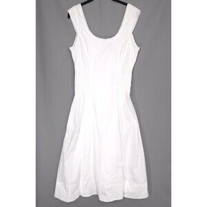 Anthropologie NEW White Sleeveless Fit & Flare Dress Cotton Blend Lined Size S